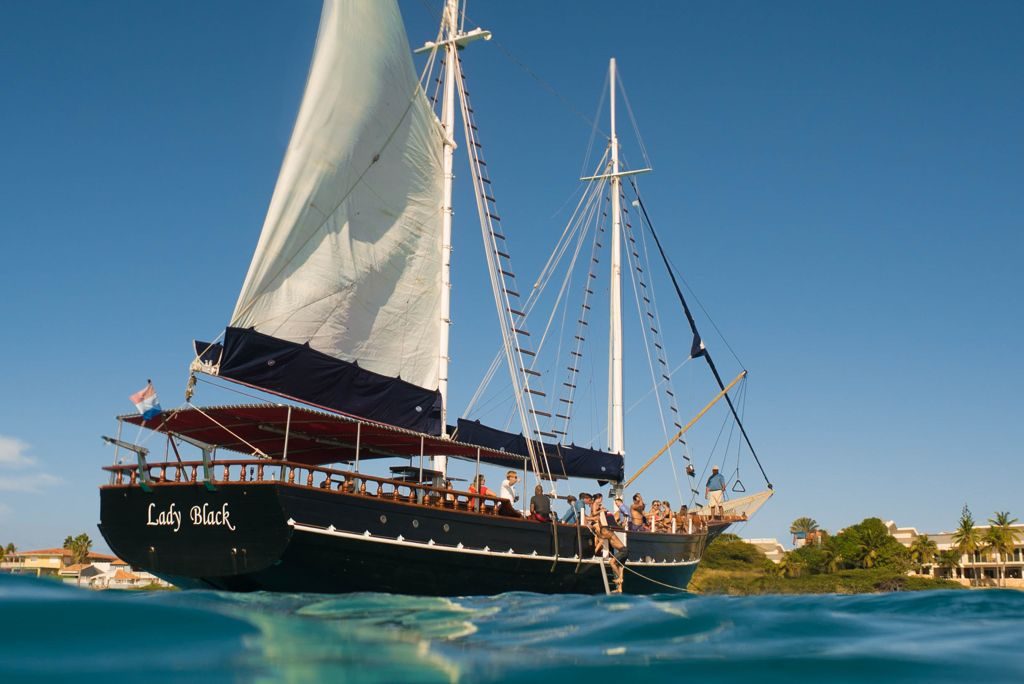 The Flagship Aruba schooner, a traditional wooden sailing vessel